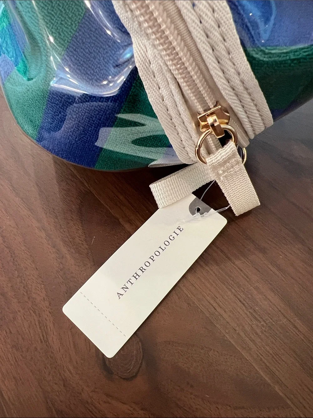 NWT Anthropologie Blue and Green Travel Pouch